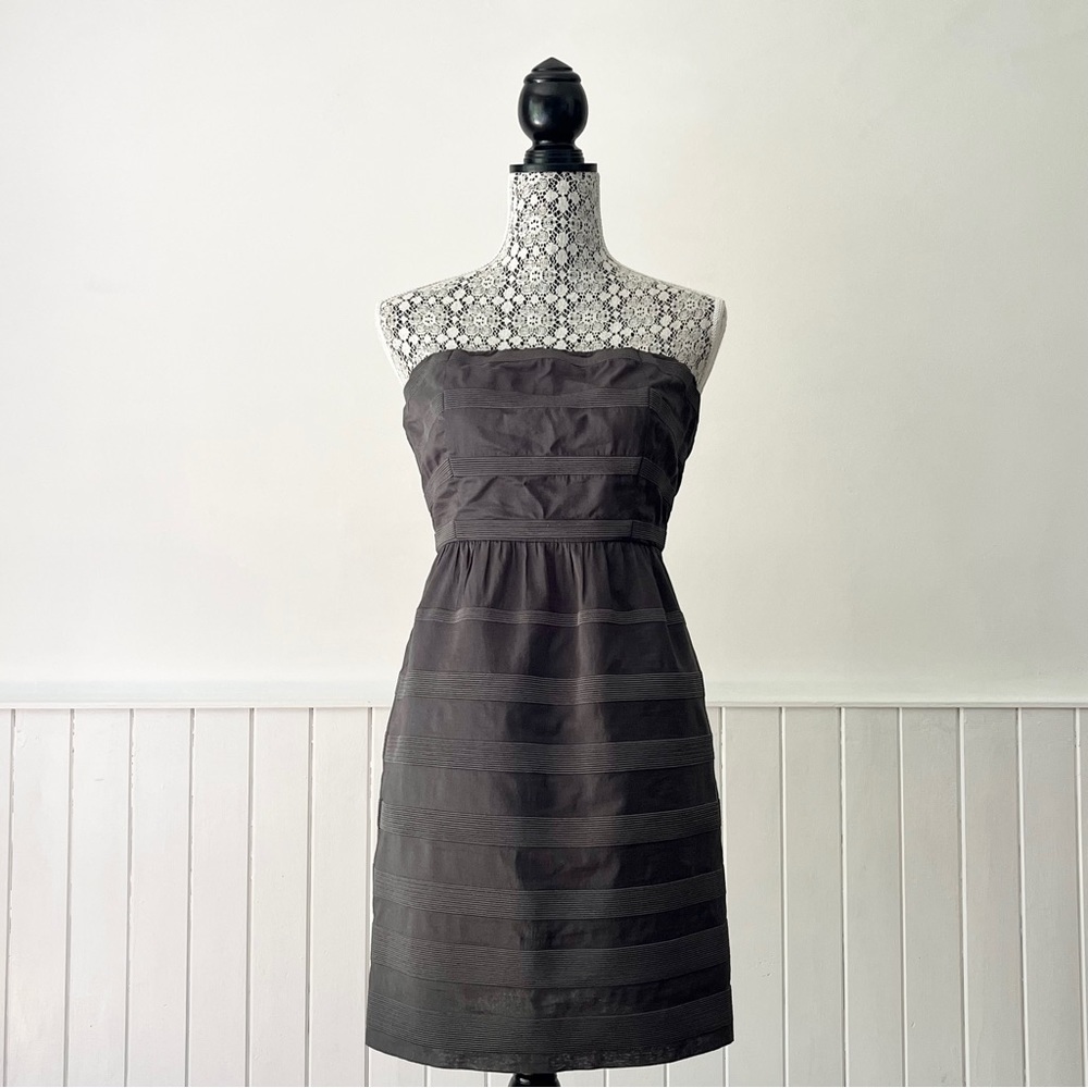 J. Crew Ginny Rugby Strapless Embroidered Cord Stripe Cocktail Dress Size 2